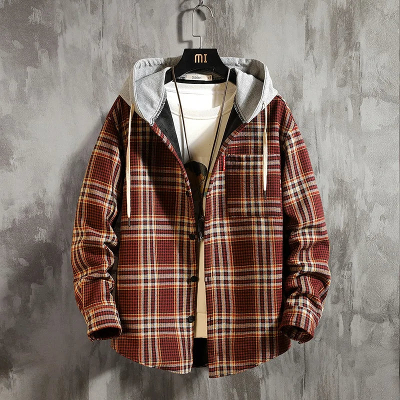 Plaid Full Zip Hooded Jacket