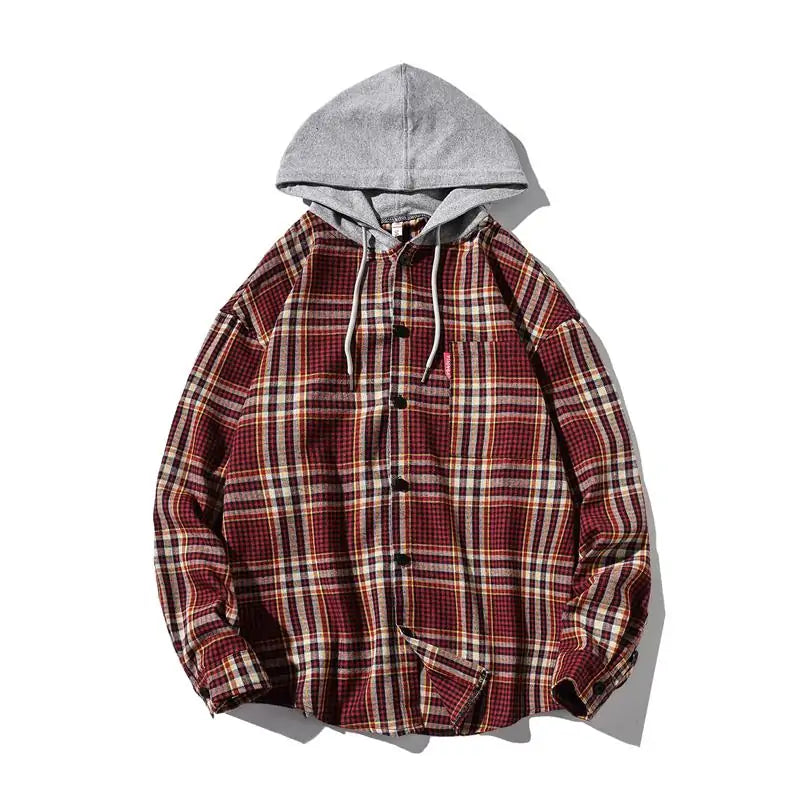 Plaid Full Zip Hooded Jacket