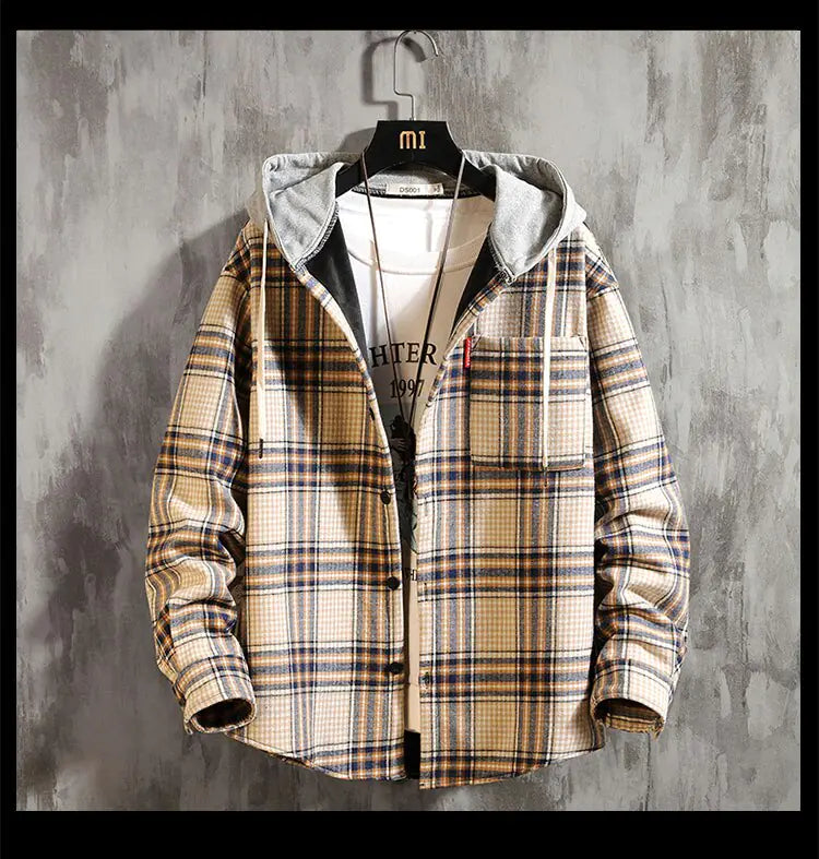 Plaid Full Zip Hooded Jacket